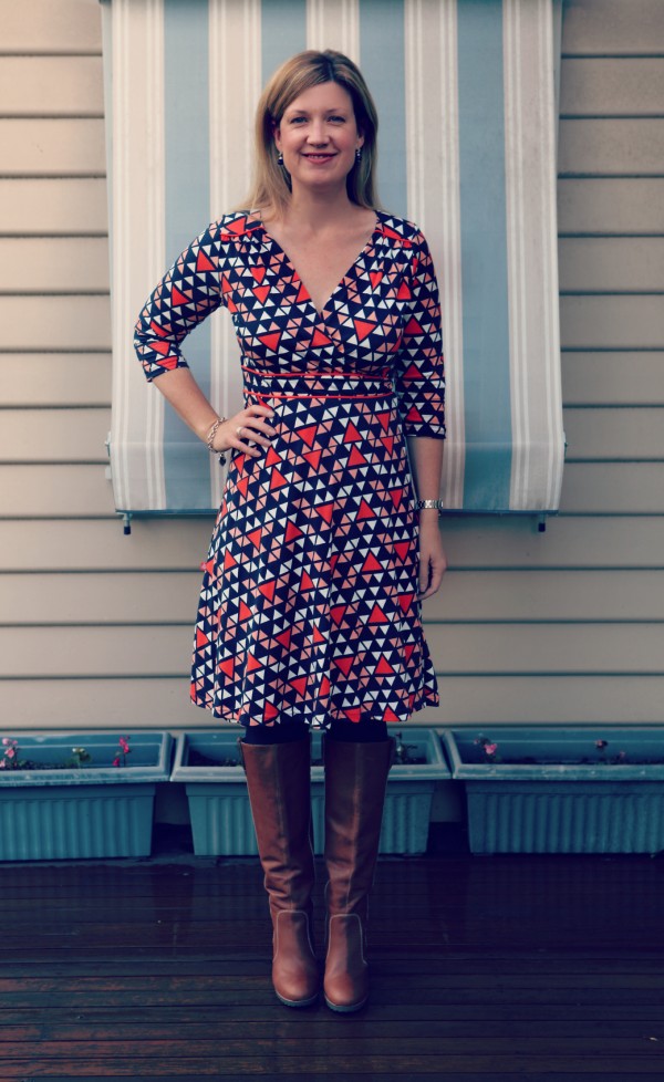 SnS V wearing Boom Shankar Wrap Dress