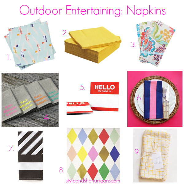 Style and Shenanigans Outdoor Entertaining- Napkins